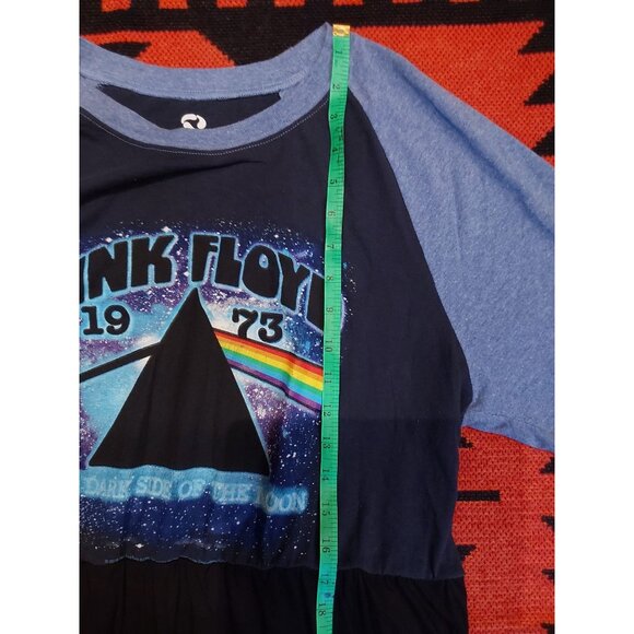 Handmade Upcycled Plus Size Pink Floyd Midi Dress. Cinched waist. Size XL/1X. - Picture 10 of 15